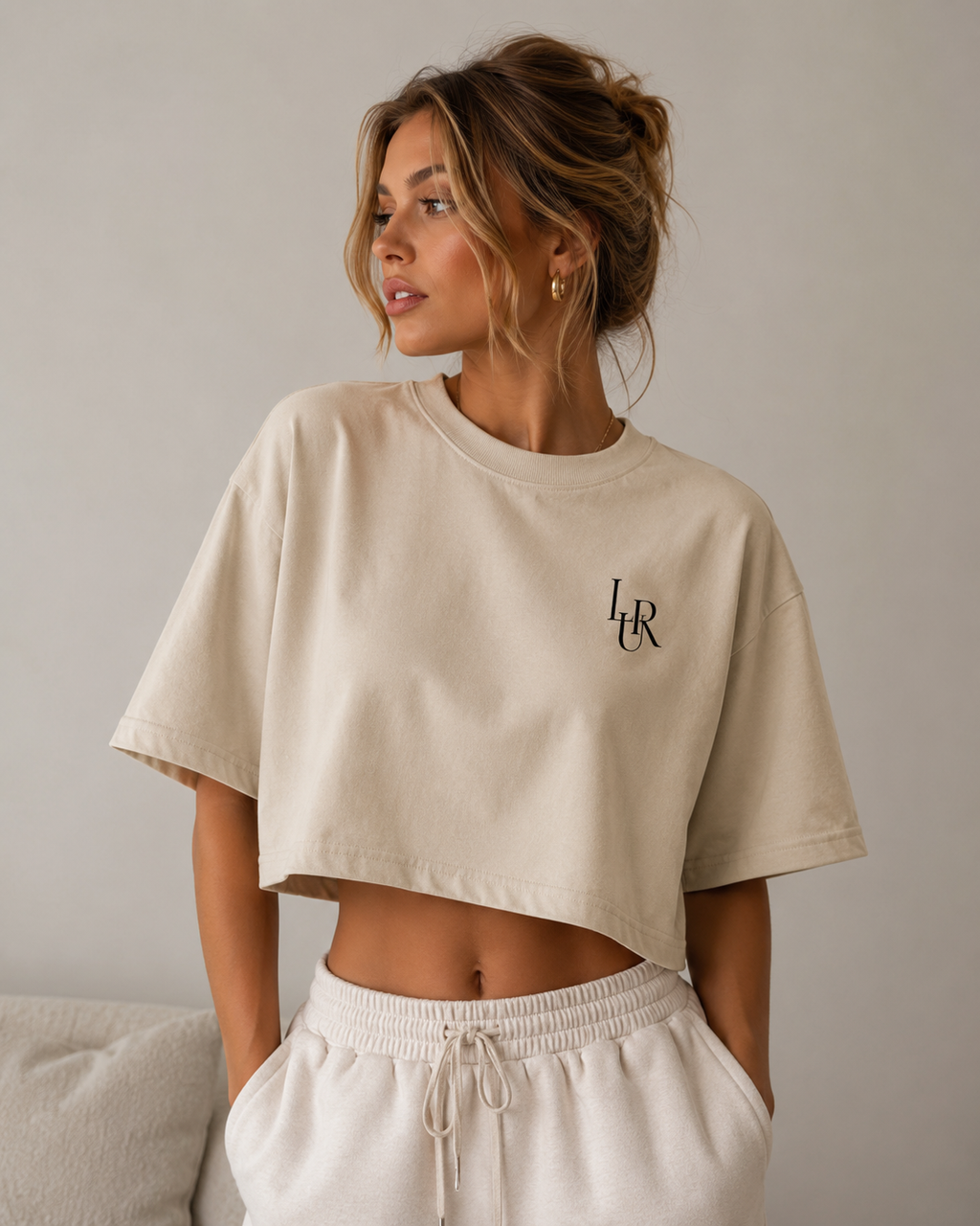 LUREES Cropped Oversized T-Shirt